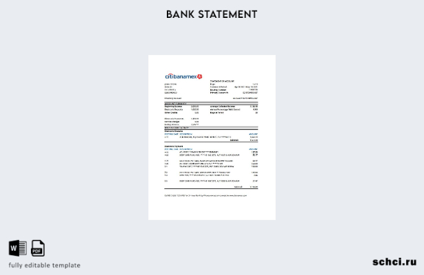 цифровая загрузка шаблона Excel банковской выписки Мексика Citibanamex
